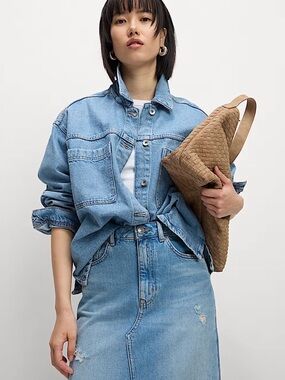 Marks & Spencer Pure Cotton Denim Relaxed Shacket - Indingo NWOT Size S